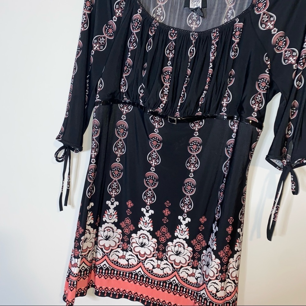 Studio 1940 Black 3/4 Length Belted Boho Y2K Babydoll Blouse - Picture 2 of 8
